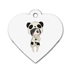 Kawaii Panda Girl Dog Tag Heart (two Sides) by Valentinaart