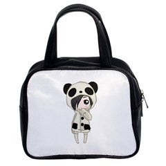 Kawaii Panda Girl Classic Handbags (2 Sides) by Valentinaart