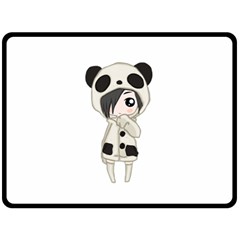 Kawaii Panda Girl Fleece Blanket (large)  by Valentinaart