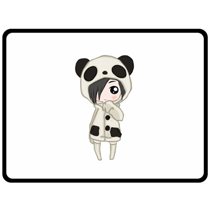 Kawaii Panda Girl Fleece Blanket (Large) 