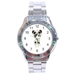 Kawaii Panda Girl Stainless Steel Analogue Watch by Valentinaart