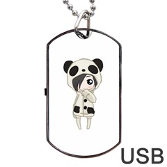 Kawaii Panda Girl Dog Tag Usb Flash (two Sides) by Valentinaart