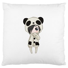 Kawaii Panda Girl Large Flano Cushion Case (one Side) by Valentinaart