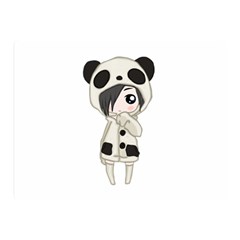 Kawaii Panda Girl Double Sided Flano Blanket (mini)  by Valentinaart