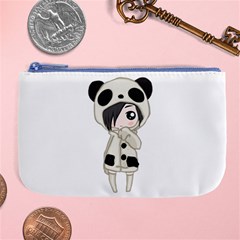 Kawaii Panda Girl Large Coin Purse by Valentinaart