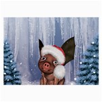 Christmas, Cute Little Piglet With Christmas Hat Large Glasses Cloth (2-Side) Front