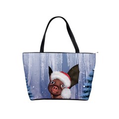 Christmas, Cute Little Piglet With Christmas Hat Shoulder Handbags by FantasyWorld7