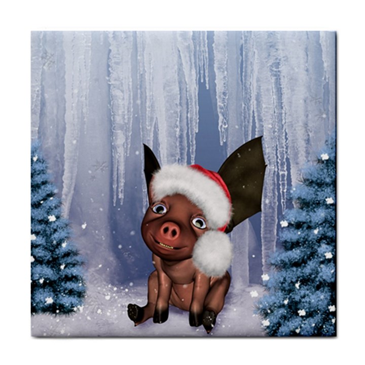 Christmas, Cute Little Piglet With Christmas Hat Tile Coasters