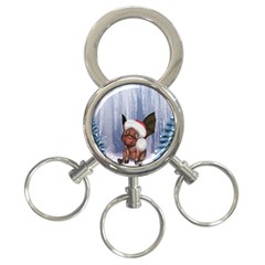 Christmas, Cute Little Piglet With Christmas Hat 3-Ring Key Chains