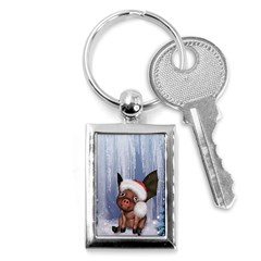 Christmas, Cute Little Piglet With Christmas Hat Key Chains (Rectangle) 