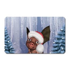 Christmas, Cute Little Piglet With Christmas Hat Magnet (rectangular) by FantasyWorld7