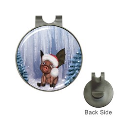 Christmas, Cute Little Piglet With Christmas Hat Hat Clips with Golf Markers