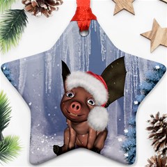 Christmas, Cute Little Piglet With Christmas Hat Star Ornament (two Sides) by FantasyWorld7