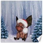 Christmas, Cute Little Piglet With Christmas Hat Canvas 12  x 12   11.4 x11.56  Canvas - 1