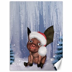 Christmas, Cute Little Piglet With Christmas Hat Canvas 36  x 48  