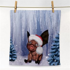 Christmas, Cute Little Piglet With Christmas Hat Face Towel