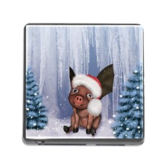 Christmas, Cute Little Piglet With Christmas Hat Memory Card Reader (square) by FantasyWorld7