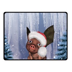 Christmas, Cute Little Piglet With Christmas Hat Fleece Blanket (small) by FantasyWorld7