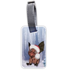 Christmas, Cute Little Piglet With Christmas Hat Luggage Tags (one Side)  by FantasyWorld7