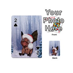 Christmas, Cute Little Piglet With Christmas Hat Playing Cards 54 (Mini) 