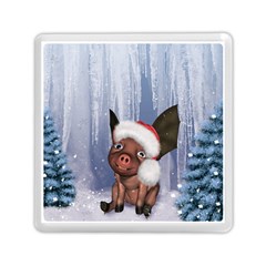 Christmas, Cute Little Piglet With Christmas Hat Memory Card Reader (square)  by FantasyWorld7