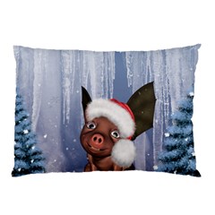 Christmas, Cute Little Piglet With Christmas Hat Pillow Case (Two Sides)