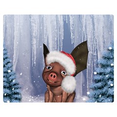 Christmas, Cute Little Piglet With Christmas Hat Double Sided Flano Blanket (Medium) 