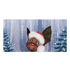 Christmas, Cute Little Piglet With Christmas Hat Satin Shawl by FantasyWorld7