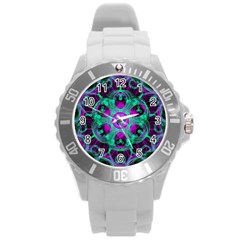 Pattern Round Plastic Sport Watch (l) by gasi