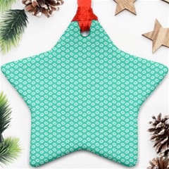 Tiffany Aqua Blue With White Lipstick Kisses Ornament (star) by PodArtist