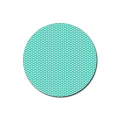 Tiffany Aqua Blue With White Lipstick Kisses Rubber Coaster (round)  by PodArtist