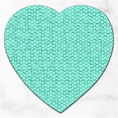 Tiffany Aqua Blue With White Lipstick Kisses Jigsaw Puzzle (heart) by PodArtist