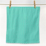 Tiffany Aqua Blue with White Lipstick Kisses Face Towel Front