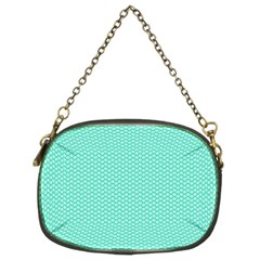 Tiffany Aqua Blue With White Lipstick Kisses Chain Purses (two Sides)  by PodArtist