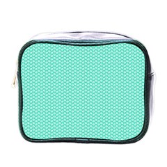 Tiffany Aqua Blue With White Lipstick Kisses Mini Toiletries Bags by PodArtist