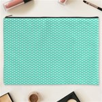 Tiffany Aqua Blue with White Lipstick Kisses Cosmetic Bag (XXXL)  Front