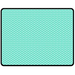 Tiffany Aqua Blue With White Lipstick Kisses Double Sided Fleece Blanket (medium)  by PodArtist