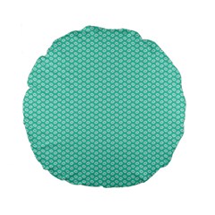 Tiffany Aqua Blue With White Lipstick Kisses Standard 15  Premium Flano Round Cushions by PodArtist