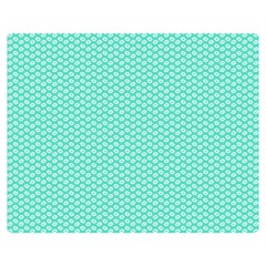 Tiffany Aqua Blue With White Lipstick Kisses Double Sided Flano Blanket (medium)  by PodArtist