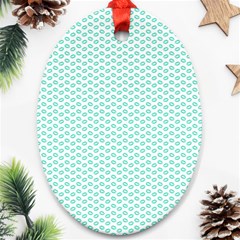 Tiffany Aqua Blue Lipstick Kisses On White Ornament (oval) by PodArtist