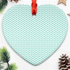 Tiffany Aqua Blue Lipstick Kisses On White Ornament (heart) by PodArtist