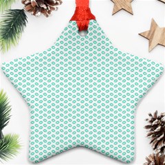 Tiffany Aqua Blue Lipstick Kisses On White Ornament (star) by PodArtist