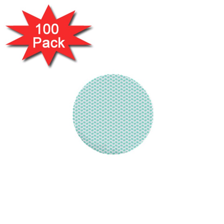 Tiffany Aqua Blue Lipstick Kisses on White 1  Mini Buttons (100 pack) 