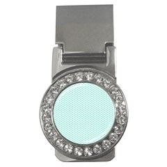 Tiffany Aqua Blue Lipstick Kisses On White Money Clips (cz)  by PodArtist