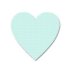 Tiffany Aqua Blue Lipstick Kisses On White Heart Magnet by PodArtist