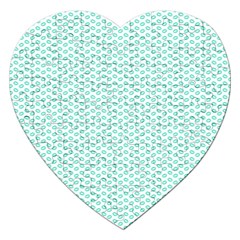 Tiffany Aqua Blue Lipstick Kisses On White Jigsaw Puzzle (heart) by PodArtist