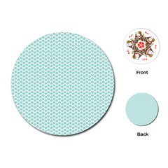 Tiffany Aqua Blue Lipstick Kisses On White Playing Cards (round)  by PodArtist