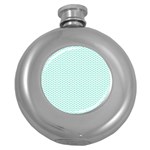 Tiffany Aqua Blue Lipstick Kisses on White Round Hip Flask (5 oz) Front