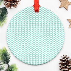 Tiffany Aqua Blue Lipstick Kisses On White Round Ornament (two Sides) by PodArtist