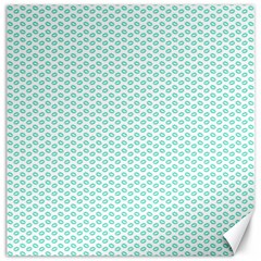 Tiffany Aqua Blue Lipstick Kisses On White Canvas 12  X 12   by PodArtist